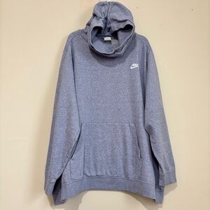 Nike women 3X Fleece Funnel Neck Pouch Pocket Light Blue Pullover Slouchy Hoodie